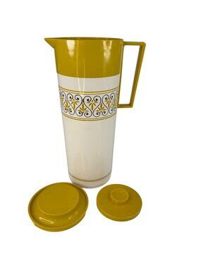 Aladdin Beverage Butler Vacuum Insulated Pitcher Thermos 1-Qt Yellow MCM 70s